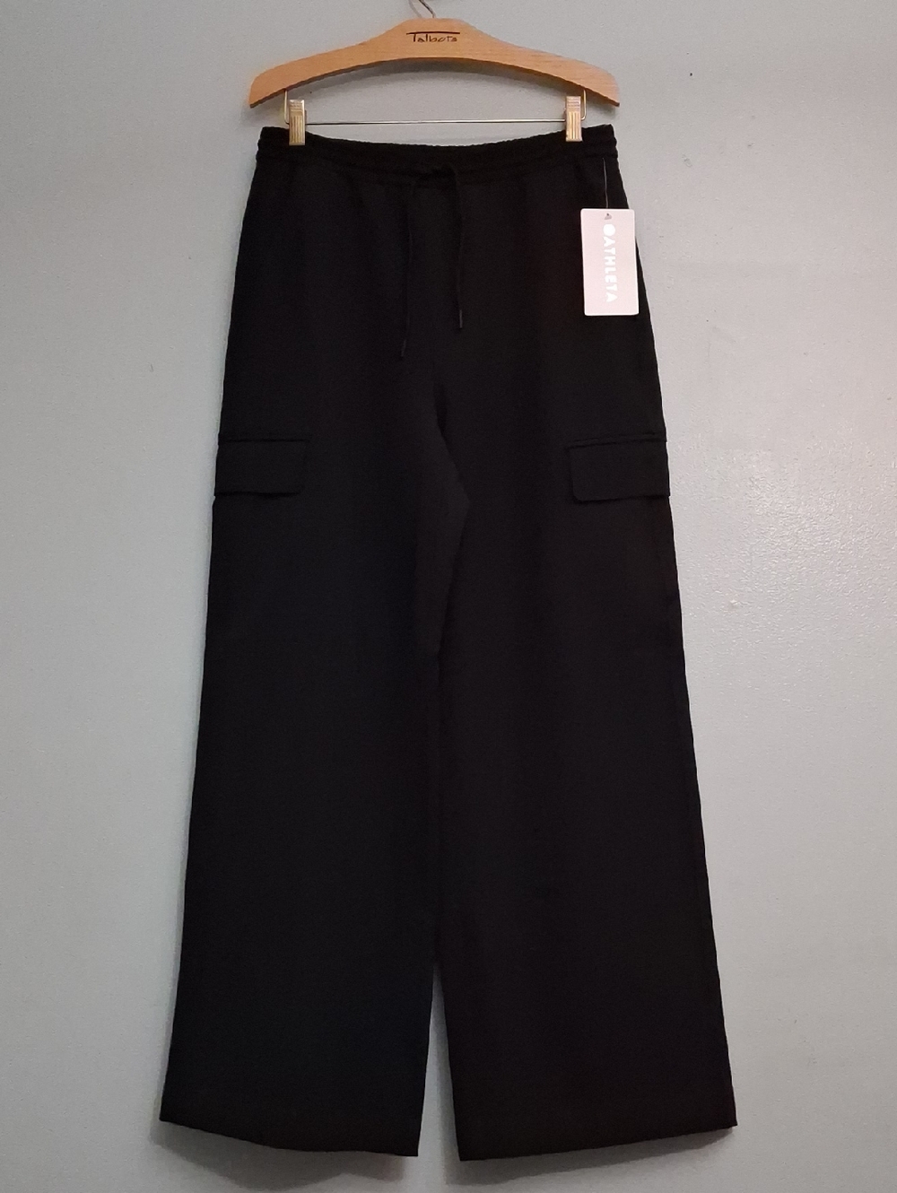 Athleta Power She Size Small Women's Black Wide-Leg Cargo Knit Joggers